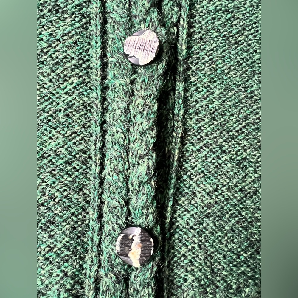Vintage 100% Wool Cardigan, Made in Ireland, Deep Emerald Green, Sz - L - Picture 4 of 12